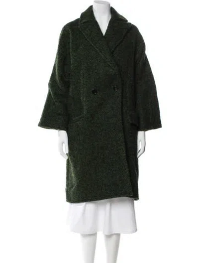 Pre-owned Marni Mohair Tweed Pattern Trench Coat In Green