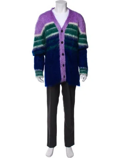 Pre-owned Marni Mohair V-neck Cardigan In Blue