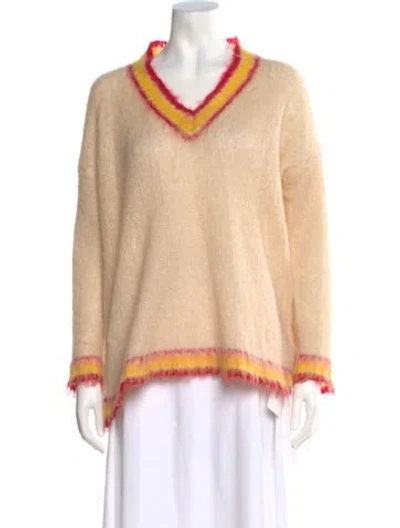 Pre-owned Marni Mohair V-neck Sweater In Neutral