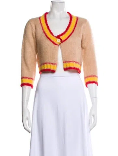 Pre-owned Marni Mohair V-neck Sweater In Neutral