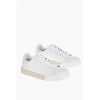 Marni Monochrome Leather Sneakers With Rubber Toe
