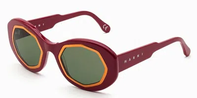 Marni Mount Bromo Bordeaux Xqb Men's Sunglasses Red Size 52 In Burgundy