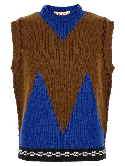 Marni M-shaped Intarsia Vest In Multicolor