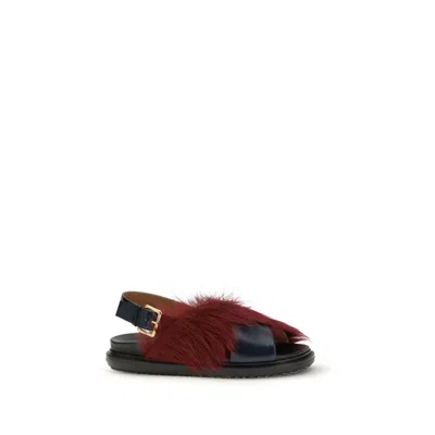 MARNI MULTICOLOR CALF LEATHER BOS TAURUS FLAT SANDALS