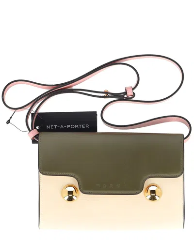 Pre-owned Marni Multicolor Calfskin Leather Trunkaroo Colorblocked Shoulder Bag  (authentic Pre-loved) In Green