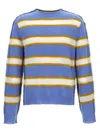 Marni Striped Pattern Round Neck Sweater In Blue