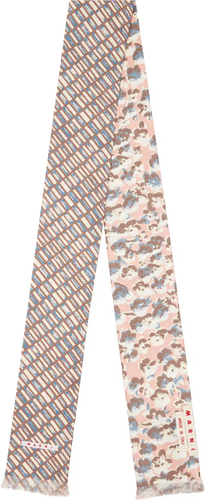 Marni Multicolor Contrast Prints Scarf In Pink