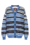 Marni Logo-embroidered Striped Mohair-blend Cardigan In Multicolor