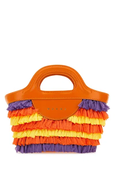 Marni Multicolor Fabric Micro Tropicalia Summer Handbag In Orange