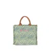 Marni Basket Small Jacquard Tote In Green