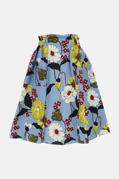 Marni Multicolor Floral Printed Skirt In Blue