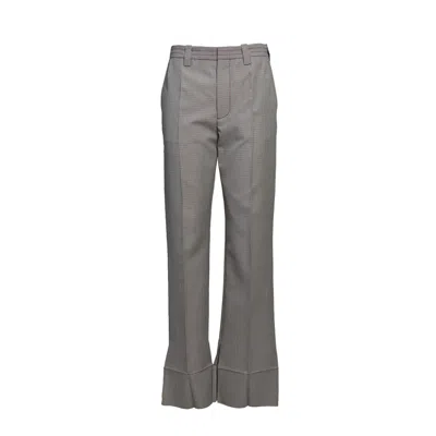 Marni Multicolor Houndstooth Wool Blend Straight Pants In Grey