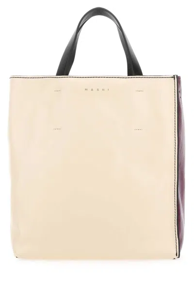 Marni Multicolor Leather Museo Soft Handbag In Neutral