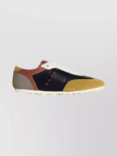 MARNI MULTICOLOR LEATHER SNEAKERS SUEDE PANELS