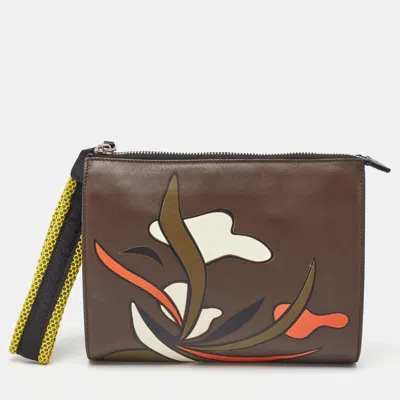 Pre-owned Marni Multicolor Leather Zip Wristlet Pouch