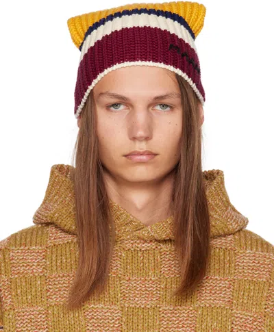 Marni Multicolor Logo Beanie In 00y56 Maize