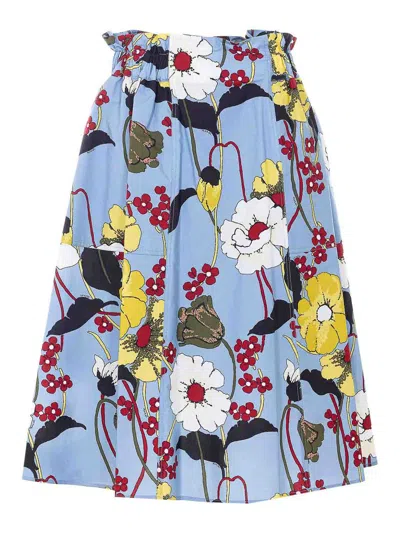 Marni Womens Mfb31 Melodia Floral-pattern Cotton-poplin Midi Skirt In Multi