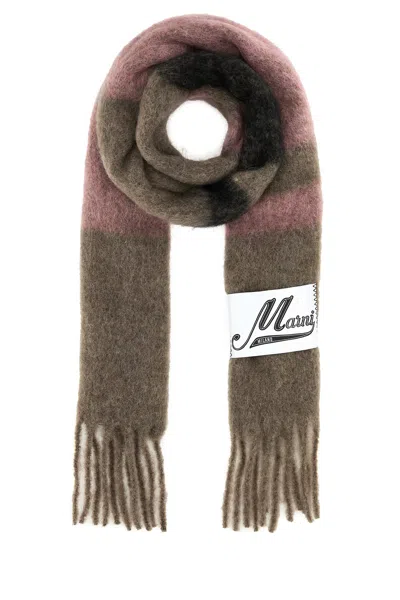 Marni Multicolor Mohair Blend Scarf In Prune Violet