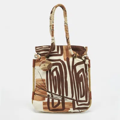 Pre-owned Marni Multicolor Print Fabric Rope Tote