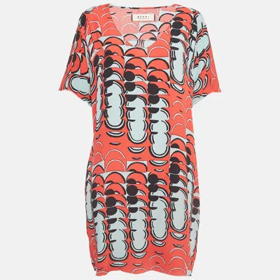 Pre-owned Marni Multicolor Printed Crepe Oversized Short Dress S