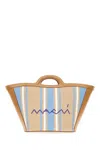 Marni Micro Tropicalia Tote Bag In Cigar Opal Lily White