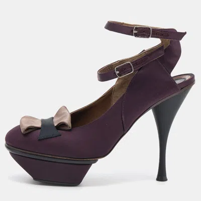 Marni Multicolor Satin Buckle Detail Platform Sandals In Purple