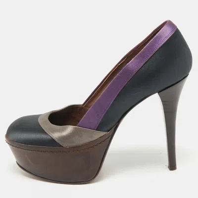 Marni Multicolor Satin Platform Pumps