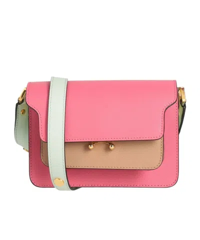 Marni Multicolor Small Textured Handbag In Pink