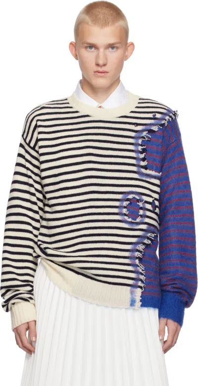 MARNI MULTICOLOR STRIPED NEEDLE PUNCH SWEATER