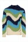 Marni Multicolor Textured Knit Sweater With Hood In Multi