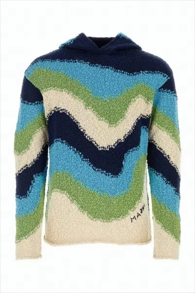 Marni Multicolor Textured Knit Sweater With Hood