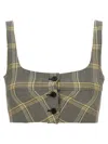 Marni Cropped Check Print Top With Button Closure In Multicolor