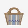 Marni Tropicalia Micro Leather And Embroidered Striped Faux Raffia Tote In Multicolor