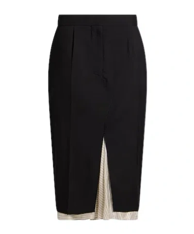 Marni Multicolor Wool Midi Skirt In Black