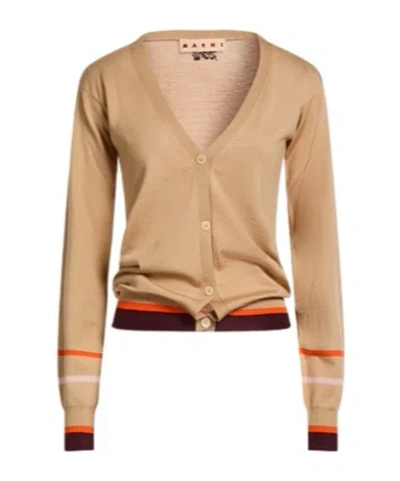 Marni Multicolored Knitted Cardigan In Brown