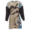 Marni Multicolour Floral Print Back Crast Dropped Sleeve Dress In Multi