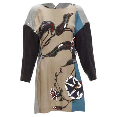 Marni Multicolour Floral Print Back Crast Dropped Sleeve Dress