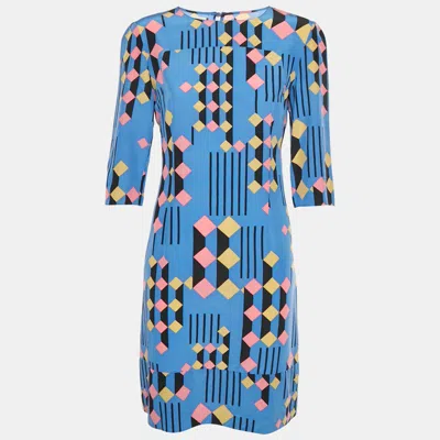 Marni Multicolour Geometric Print Crepe Shift Midi Dress