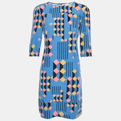 Pre-owned Marni Multicolour Geometric Print Crepe Shift Midi Dress M