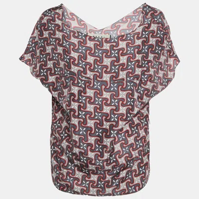 Pre-owned Marni Multicolour Geometric Print Silk Sleeveless Blouse M