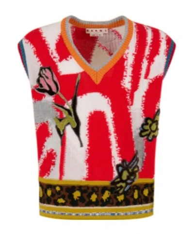Marni Multicolour Wool Jumper In Transparent