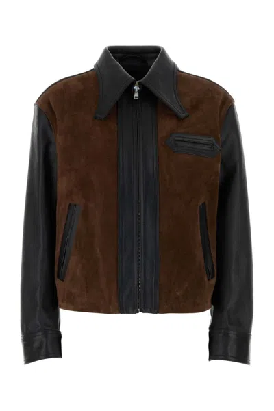 Marni Tailored Leather And Suede Jacket In Brown