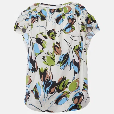 Marni Multicoloured Floral Print Cotton Pleated Blouse