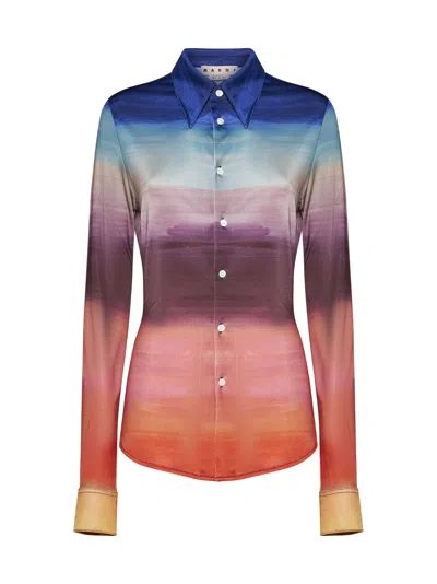 Marni Multicoloured Jersey Shirt With Dark Side Of The Moon Print In Multicolore