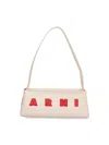 Marni Borsa A Spalla Museo Baguette In Pelle Crema In White