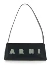 Marni Museo Black Shoulder Bag With Thin Shoulder Strap And Contrasting Logo On The Front In Leather Woman