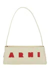 Marni Museo White Shoulder Bag With Thin Shoulder Strap And Contrasting Logo On The Front In Leather Woman