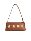 Marni Womens Zo722 Museo Leather Baguette Shoulder Bag In Brown