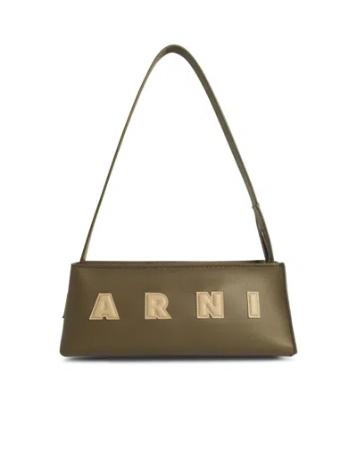 MARNI MUSEO BAGUETTE BAG IN GREEN LEATHER