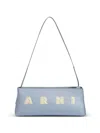 Marni Rectangular Light Blue Leather Museo Baguette Bag In Blue